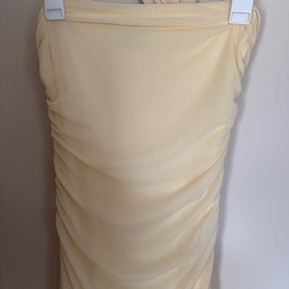 Pepper Mayo Yellow Songbird Maxi Dress Ruched Detail Summer Preppy Formal Prom - Picture 6 of 13